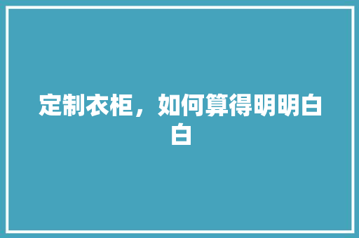 定制衣柜，如何算得明明白白 现代风格装饰