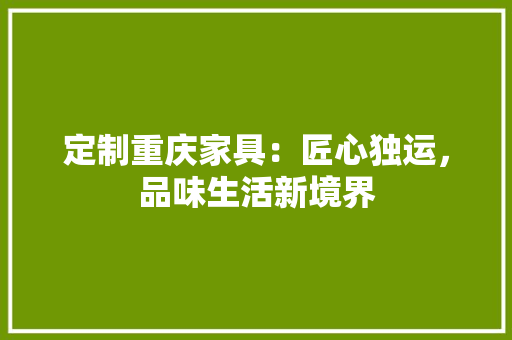 定制重庆家具：匠心独运，品味生活新境界 现代风格装饰