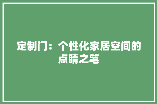 定制门：个性化家居空间的点睛之笔 现代风格装饰