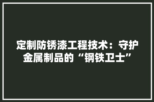 定制防锈漆工程技术：守护金属制品的“钢铁卫士” 现代风格装饰