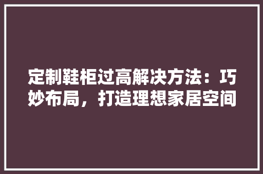定制鞋柜过高解决方法：巧妙布局，打造理想家居空间 现代风格装饰