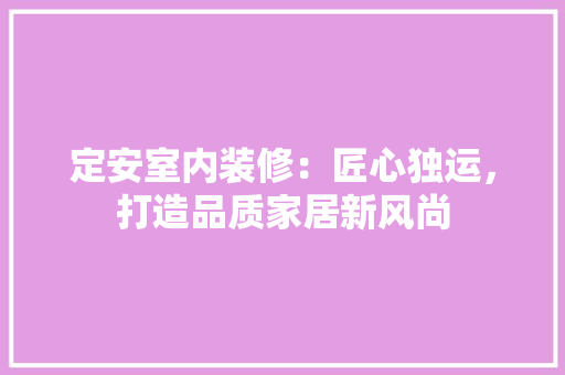 定安室内装修：匠心独运，打造品质家居新风尚