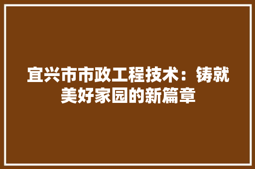 宜兴市市政工程技术：铸就美好家园的新篇章