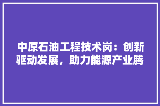 中原石油工程技术岗：创新驱动发展，助力能源产业腾飞 家居装修