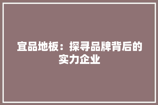 宜品地板：探寻品牌背后的实力企业 现代风格装饰
