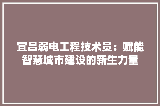 宜昌弱电工程技术员：赋能智慧城市建设的新生力量 现代风格装饰