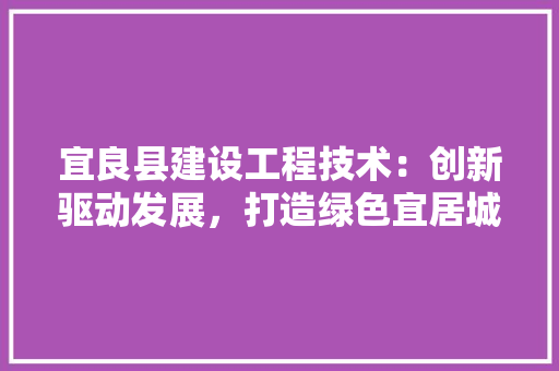 宜良县建设工程技术：创新驱动发展，打造绿色宜居城市 现代风格装饰