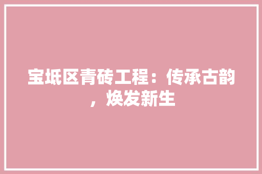 宝坻区青砖工程：传承古韵，焕发新生 现代风格装饰