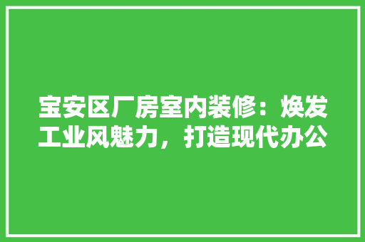 宝安区厂房室内装修：焕发工业风魅力，打造现代办公空间