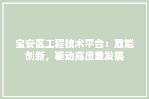 宝安区工程技术平台：赋能创新，驱动高质量发展 现代风格装饰