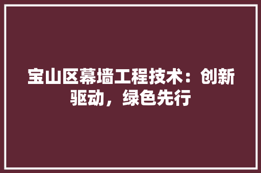 宝山区幕墙工程技术：创新驱动，绿色先行 现代风格装饰