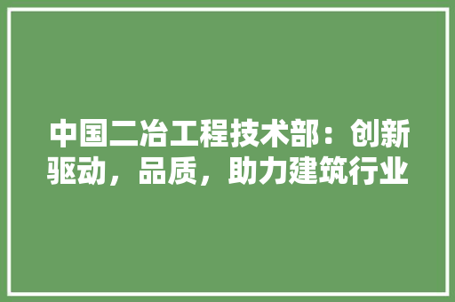 中国二冶工程技术部：创新驱动，品质，助力建筑行业高质量发展 家居装修