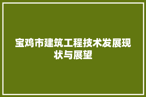 宝鸡市建筑工程技术发展现状与展望 现代风格装饰