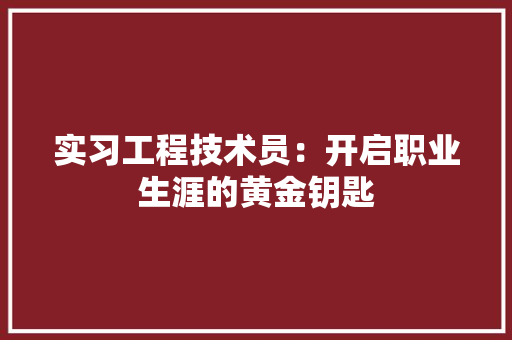 实习工程技术员：开启职业生涯的黄金钥匙 现代风格装饰