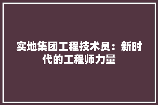 实地集团工程技术员：新时代的工程师力量 现代风格装饰