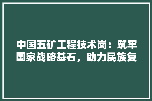 中国五矿工程技术岗：筑牢国家战略基石，助力民族复兴梦想 家居装修