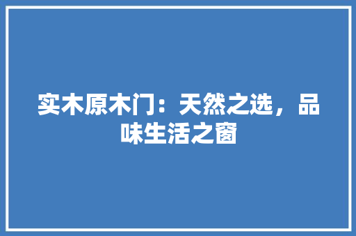 实木原木门：天然之选，品味生活之窗 现代风格装饰