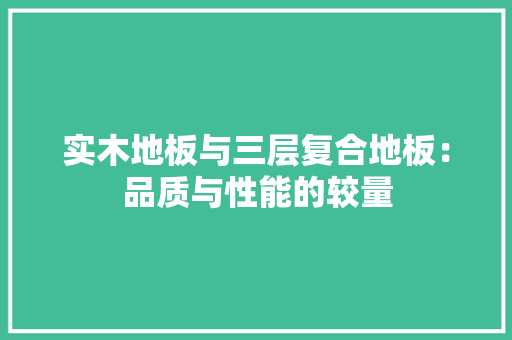 实木地板与三层复合地板：品质与性能的较量 现代风格装饰