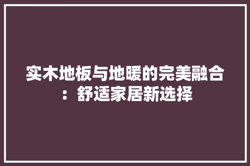 实木地板与地暖的完美融合：舒适家居新选择 现代风格装饰