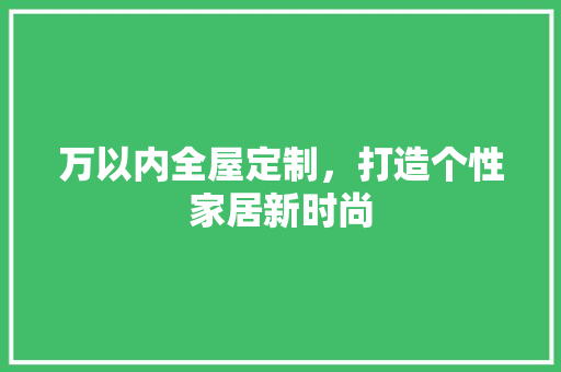 万以内全屋定制，打造个性家居新时尚