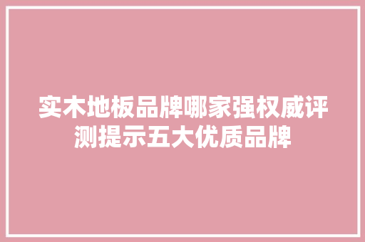 实木地板品牌哪家强权威评测提示五大优质品牌 现代风格装饰