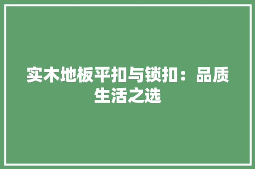实木地板平扣与锁扣：品质生活之选 现代风格装饰