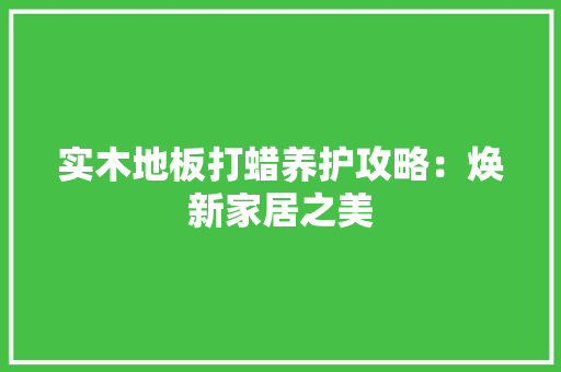 实木地板打蜡养护攻略：焕新家居之美 现代风格装饰