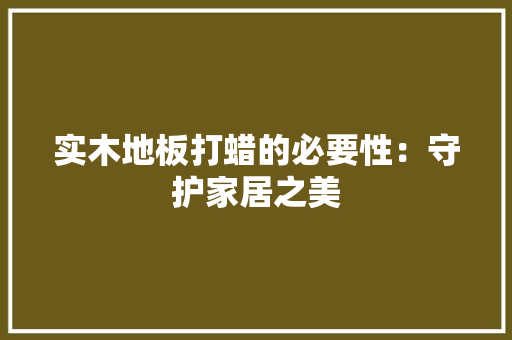 实木地板打蜡的必要性：守护家居之美 现代风格装饰