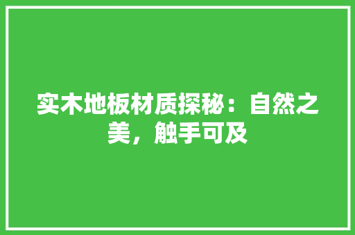 实木地板材质探秘：自然之美，触手可及 现代风格装饰