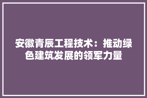 安徽青辰工程技术：推动绿色建筑发展的领军力量 现代风格装饰