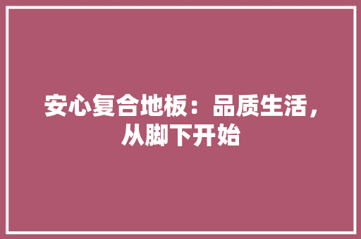 安心复合地板：品质生活，从脚下开始 现代风格装饰