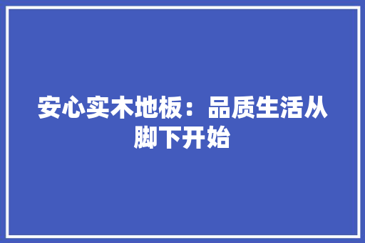 安心实木地板：品质生活从脚下开始 现代风格装饰