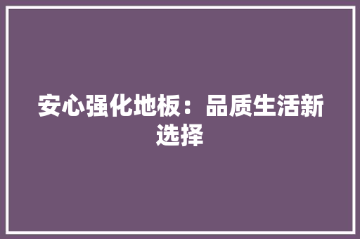 安心强化地板：品质生活新选择 现代风格装饰