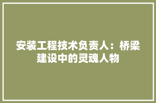 安装工程技术负责人：桥梁建设中的灵魂人物 现代风格装饰