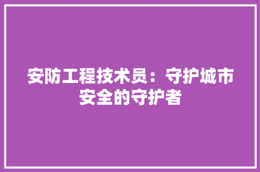 安防工程技术员：守护城市安全的守护者 现代风格装饰