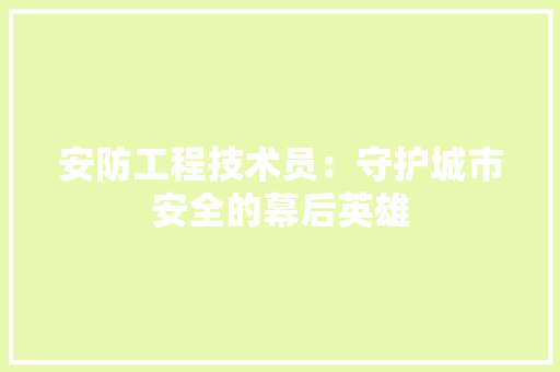 安防工程技术员：守护城市安全的幕后英雄 现代风格装饰