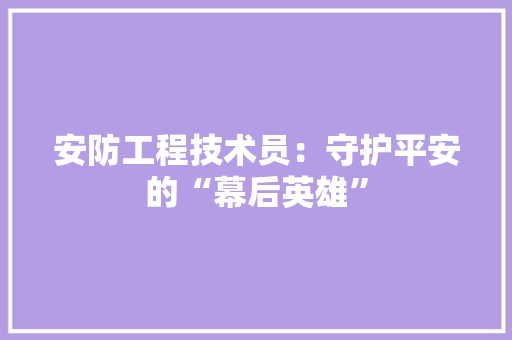 安防工程技术员：守护平安的“幕后英雄” 现代风格装饰