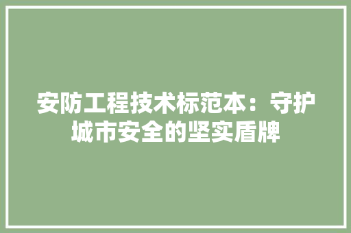 安防工程技术标范本：守护城市安全的坚实盾牌 现代风格装饰