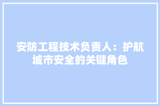 安防工程技术负责人：护航城市安全的关键角色 现代风格装饰