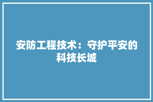 安防工程技术：守护平安的科技长城 现代风格装饰