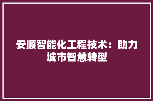 安顺智能化工程技术：助力城市智慧转型 现代风格装饰