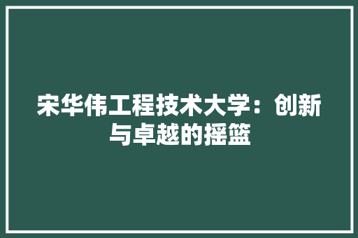 宋华伟工程技术大学：创新与卓越的摇篮 现代风格装饰