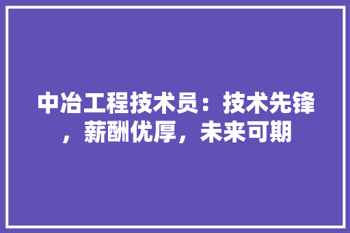 中冶工程技术员：技术先锋，薪酬优厚，未来可期 家居装修