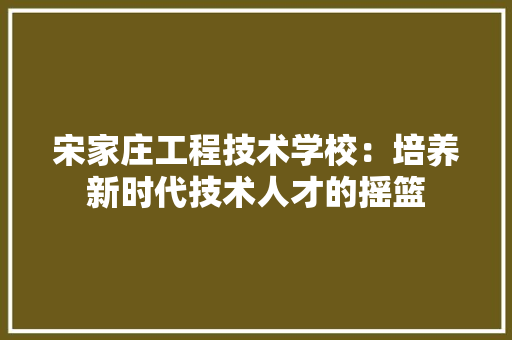 宋家庄工程技术学校：培养新时代技术人才的摇篮 现代风格装饰