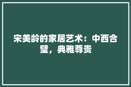 宋美龄的家居艺术：中西合璧，典雅尊贵 现代风格装饰