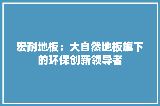 宏耐地板：大自然地板旗下的环保创新领导者 现代风格装饰