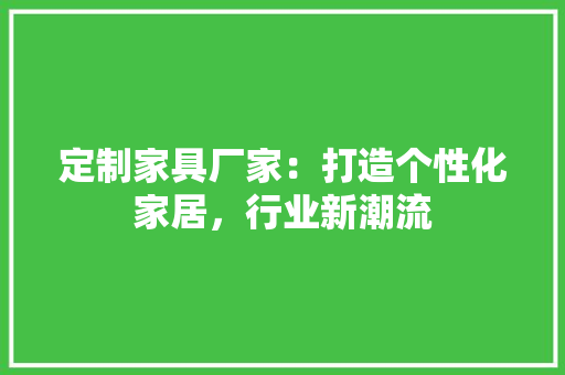 定制家具厂家：打造个性化家居，行业新潮流 现代风格装饰