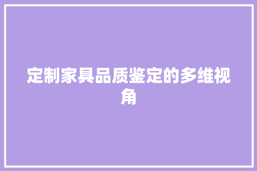 定制家具品质鉴定的多维视角 现代风格装饰