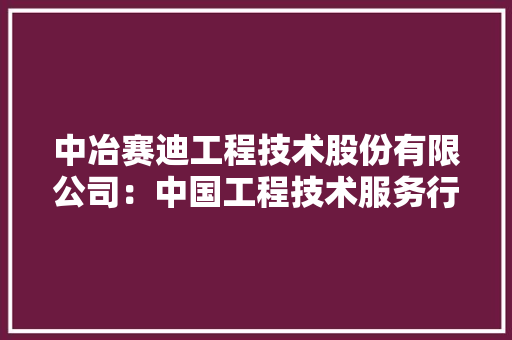 中冶赛迪工程技术股份有限公司：中国工程技术服务行业创新发展