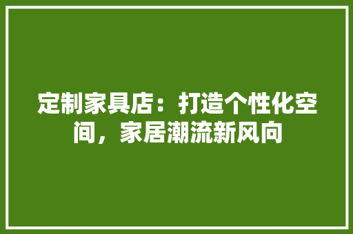 定制家具店：打造个性化空间，家居潮流新风向 现代风格装饰